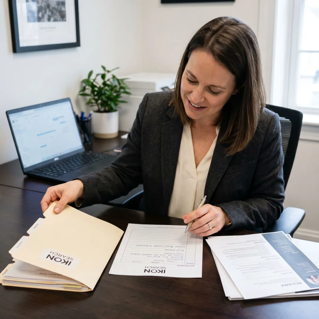 Recruiter reviewing legal assistant candidate profiles