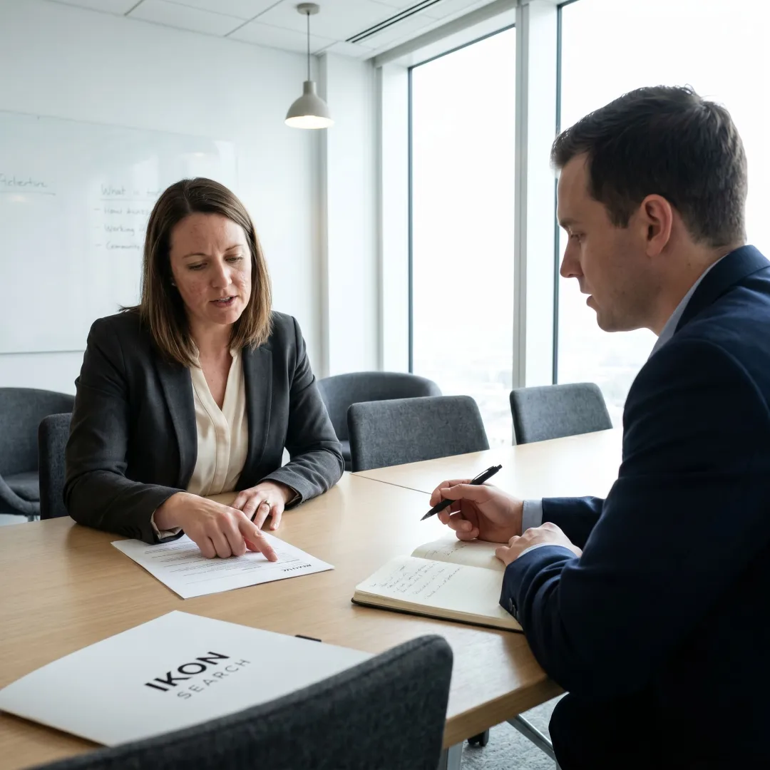 Recruiter reviewing office staffing candidates