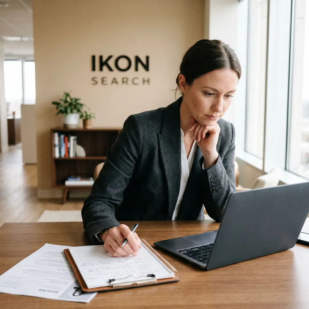 Recruiter reviewing legal assistant candidate profiles