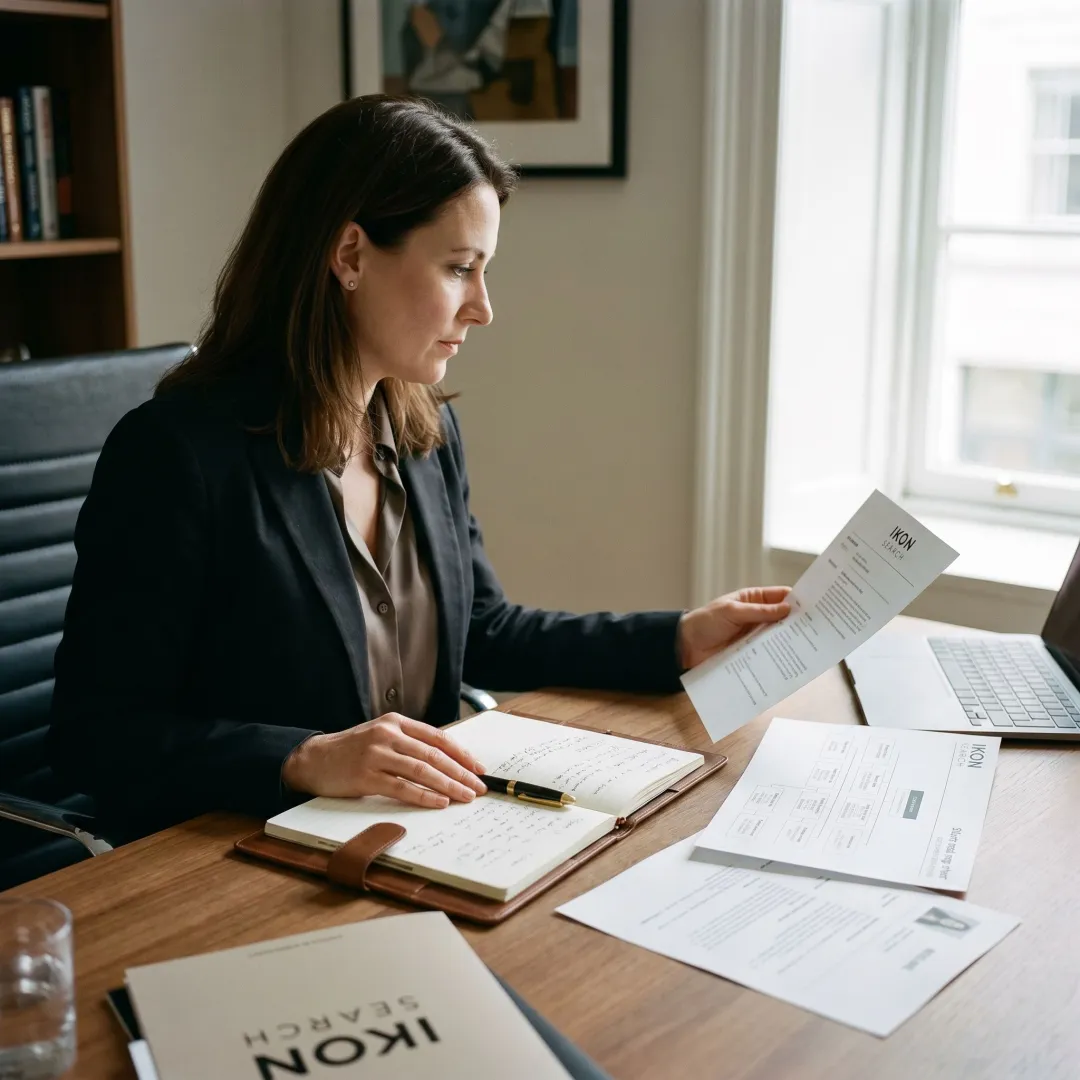 Recruiter reviewing marketing executive candidates