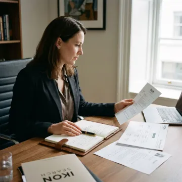 Recruiter reviewing marketing executive candidates