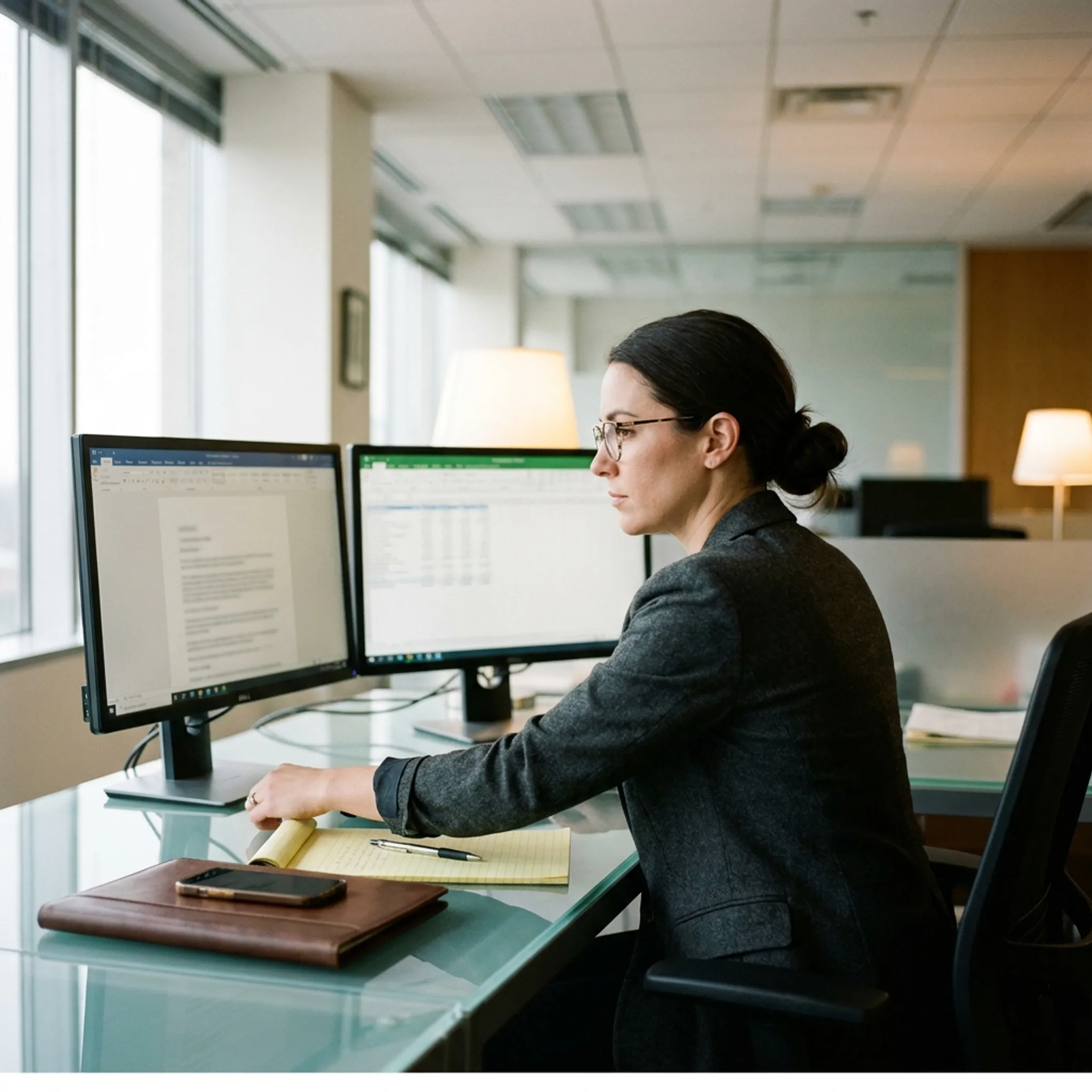 Legal tech recruitment specialist reviewing candidate profiles