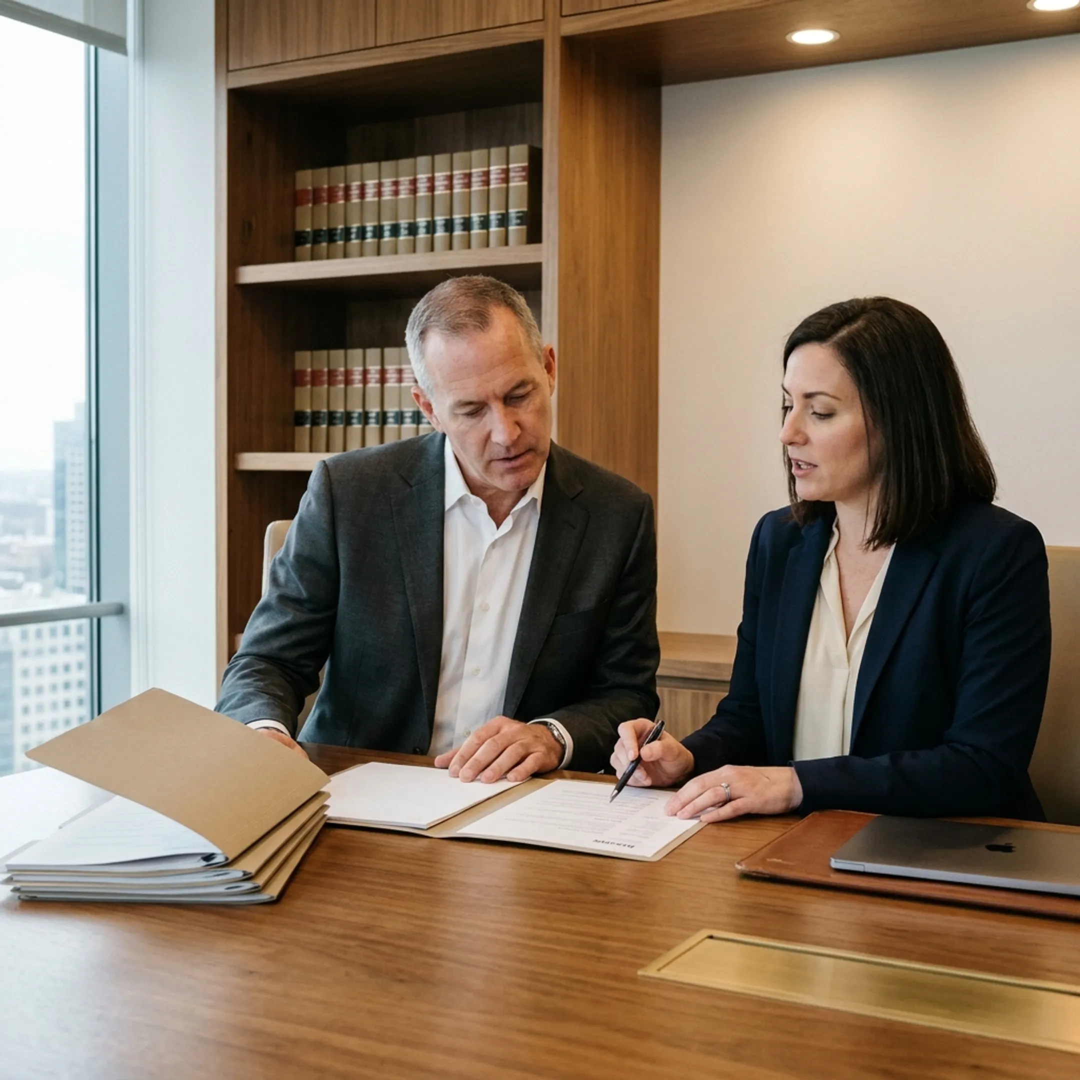 Executive legal recruiter consulting with in-house corporate counsel