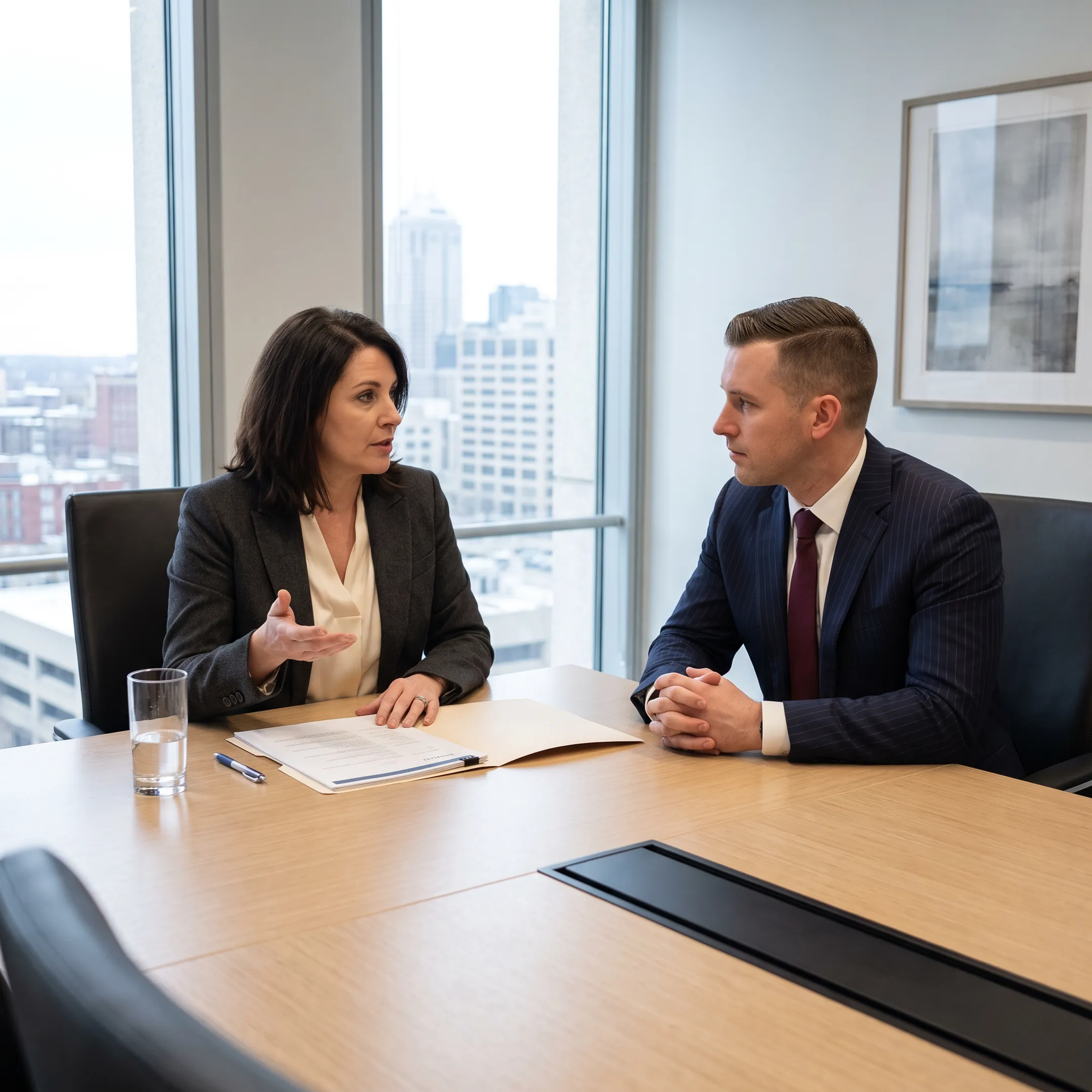Legal recruitment interview session with attorney candidate