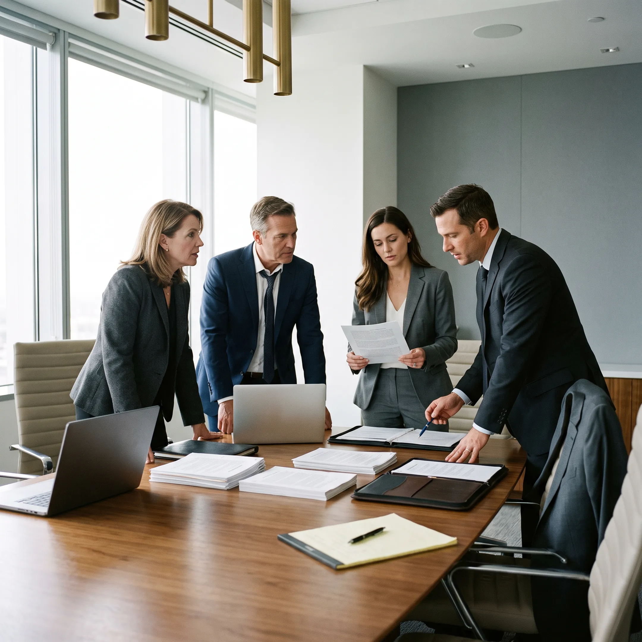 Special counsel and legal staffing consultants meeting in a conference room