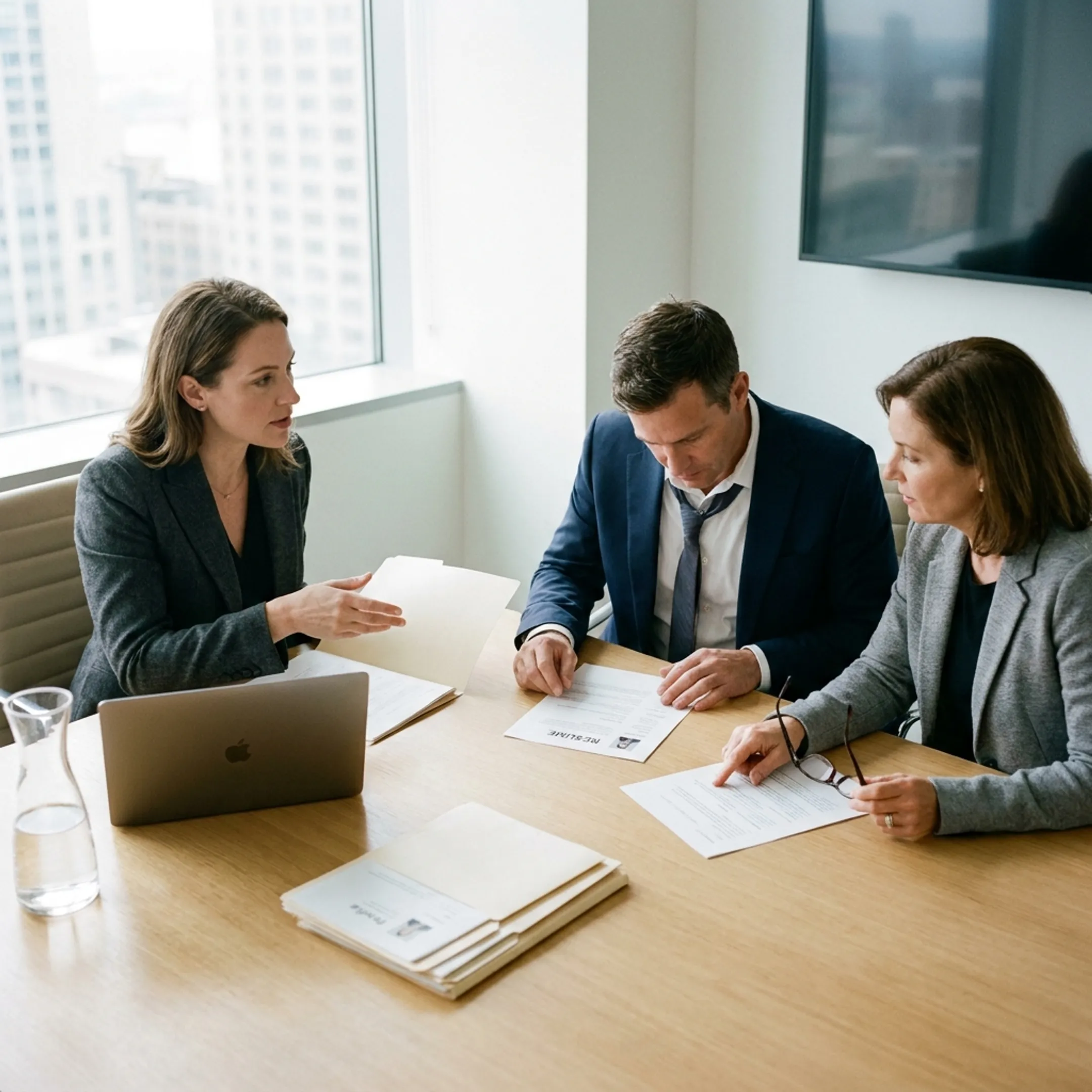 HR recruiting and staffing professionals collaborating in corporate office