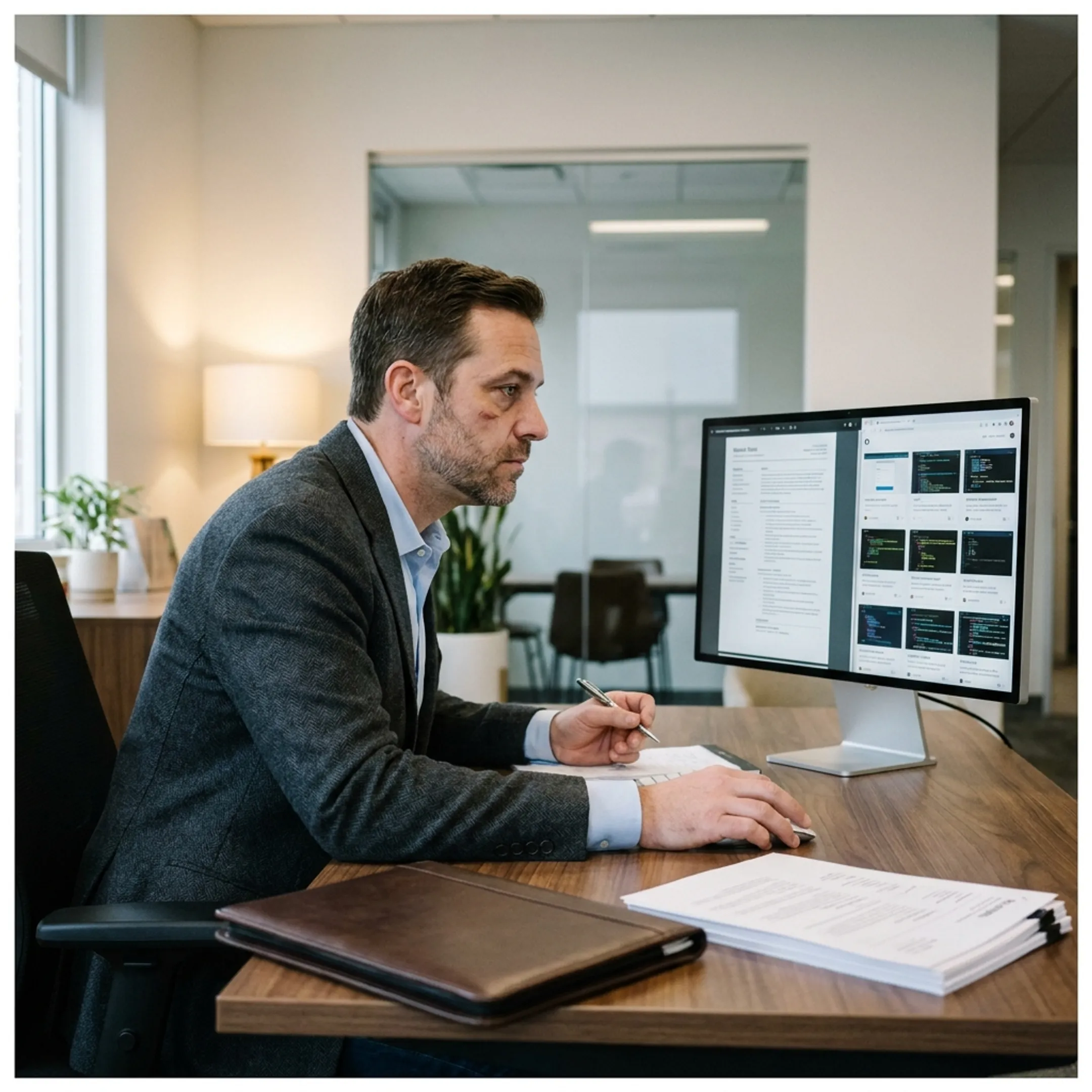 Technical recruiter evaluating software engineer profiles during staffing process