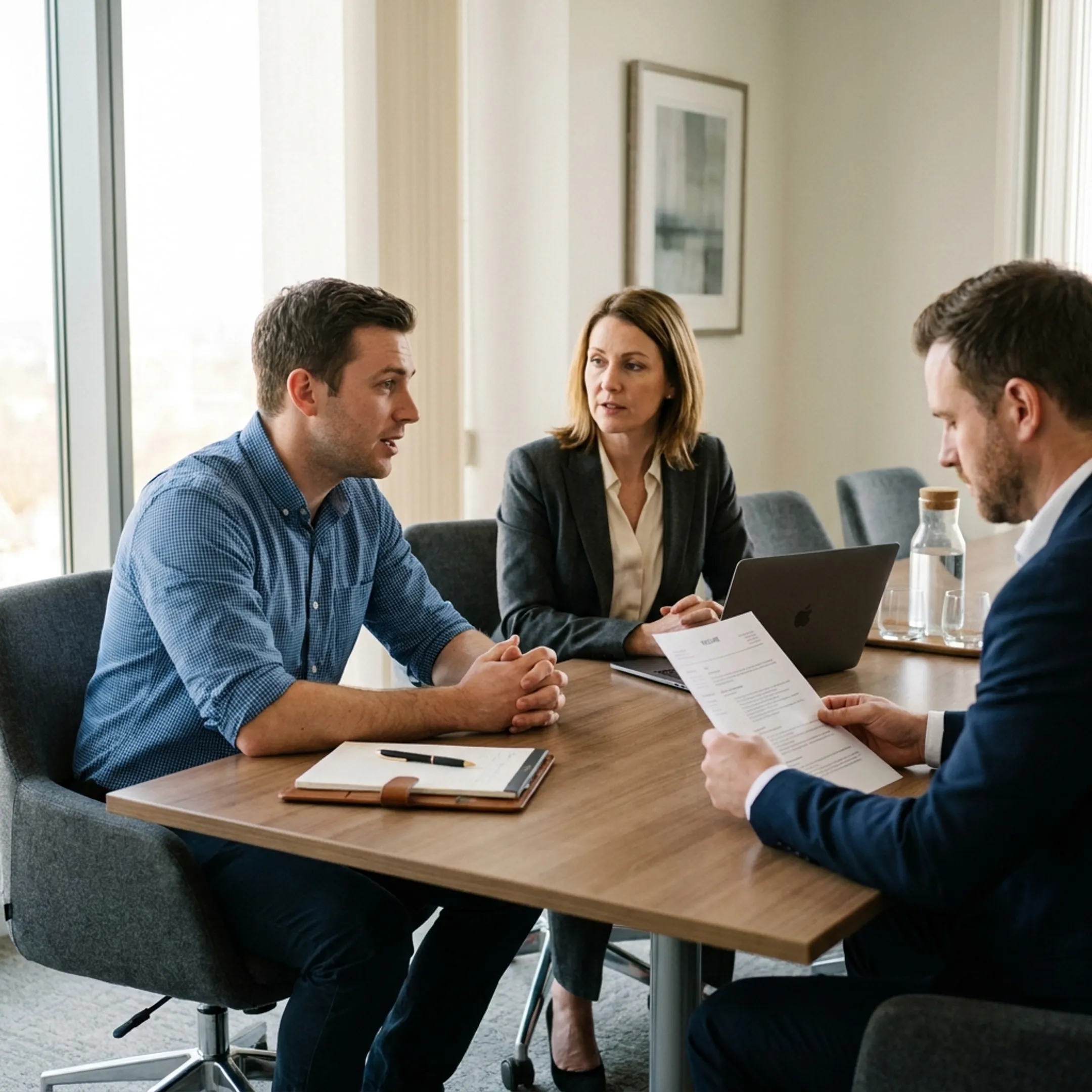 Recruitment team interviewing software engineers for technical placement