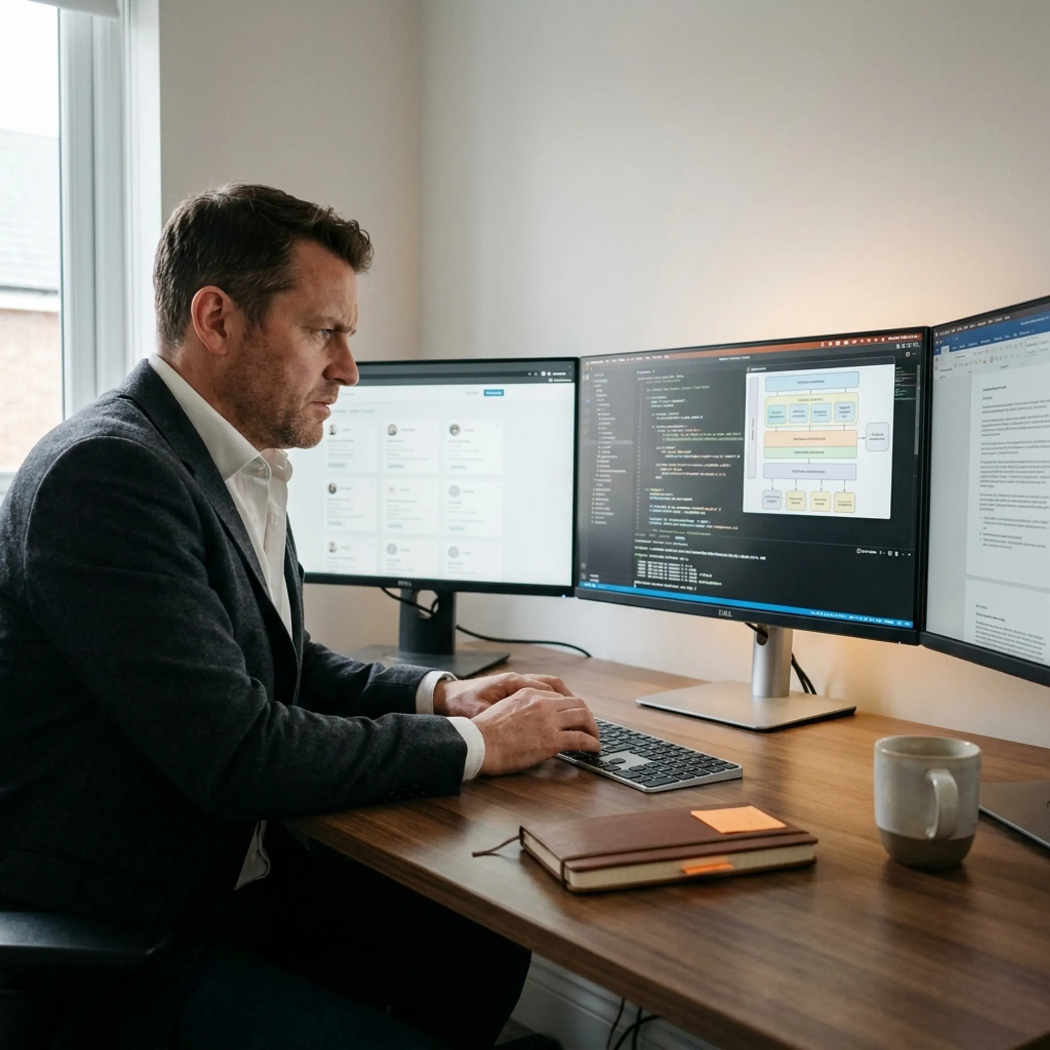Technical recruiter reviewing Python data engineering candidates on a modern workstation