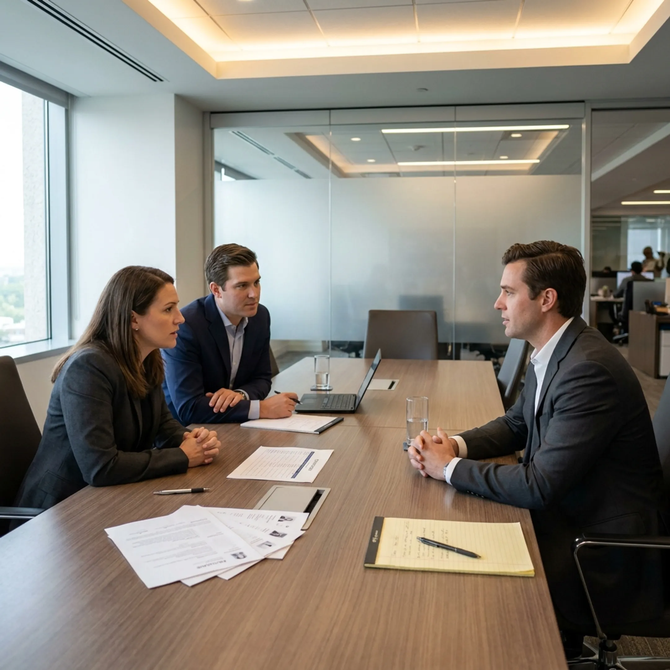 Recruiter conducting an interview with a financial crime compliance specialist