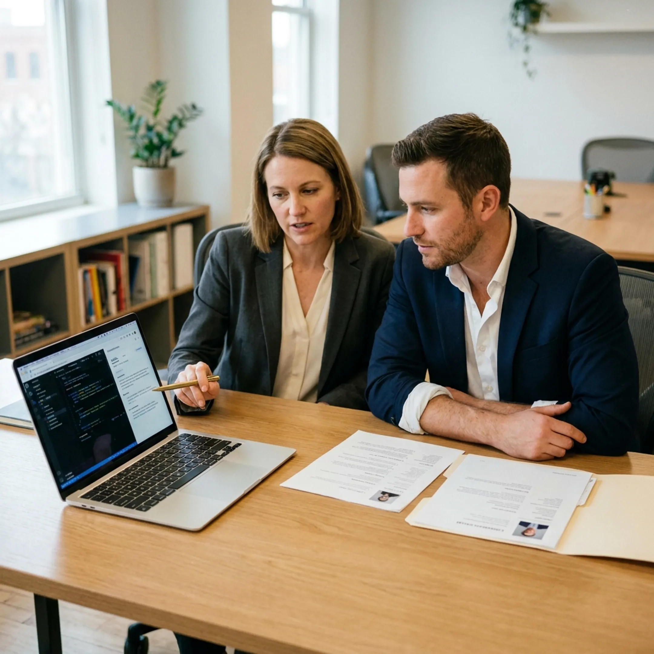 Technical hiring team reviewing prospective DevOps candidate qualifications