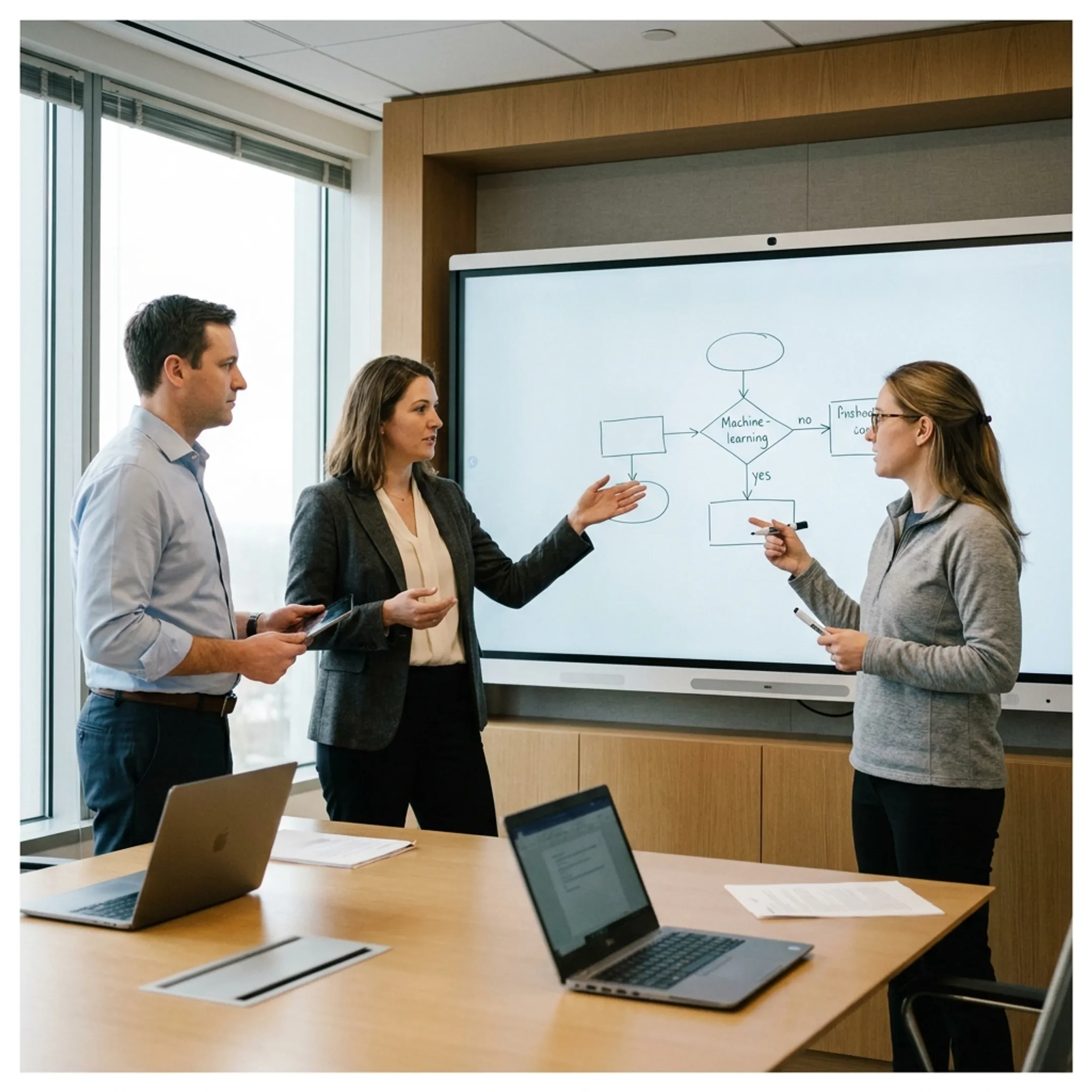 Engineers collaborating on machine learning architecture