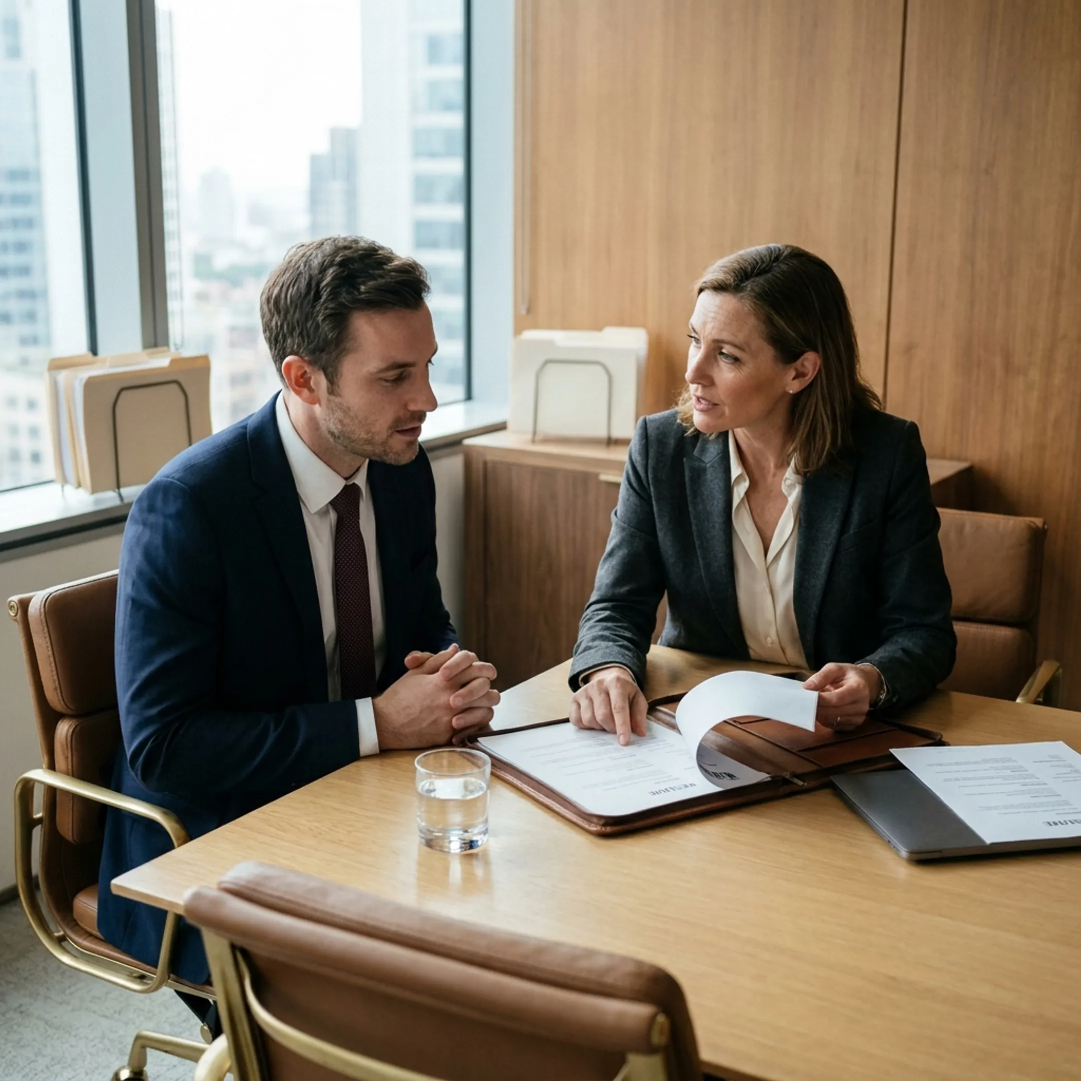 Recruitment specialist interviewing a prospective risk and compliance manager