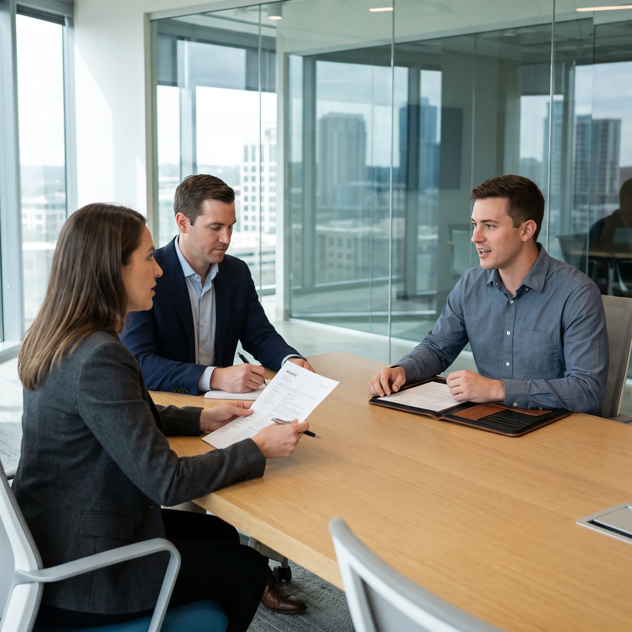 IT recruiters conducting an interview with a software engineer