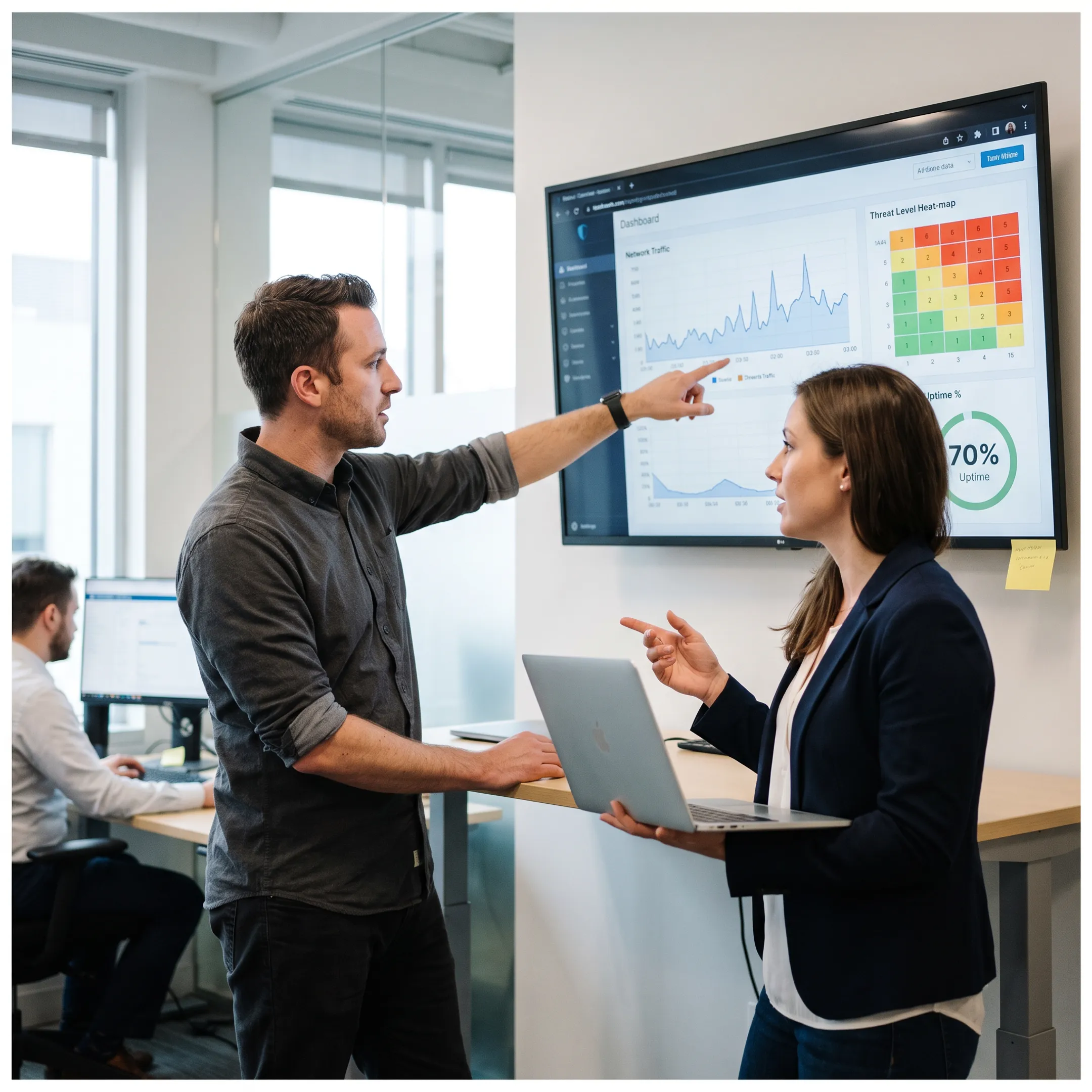 Cybersecurity analysts monitoring cloud security infrastructure and threat alerts