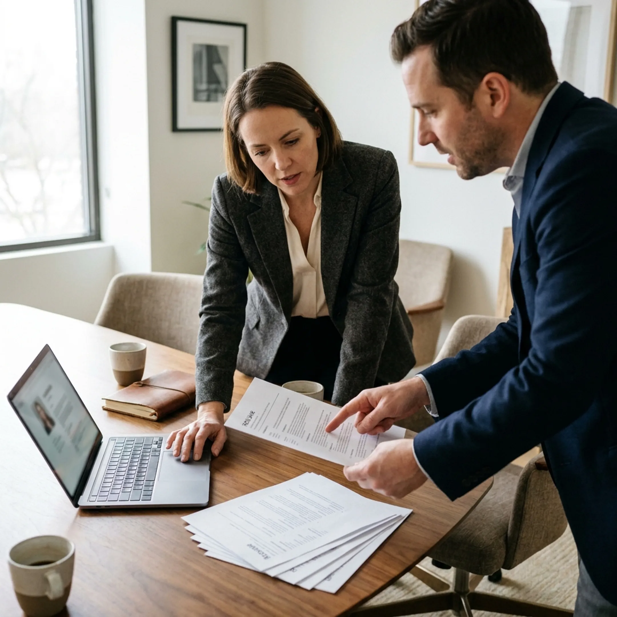 Executive search recruiters conducting structured candidate interviews for risk leadership roles