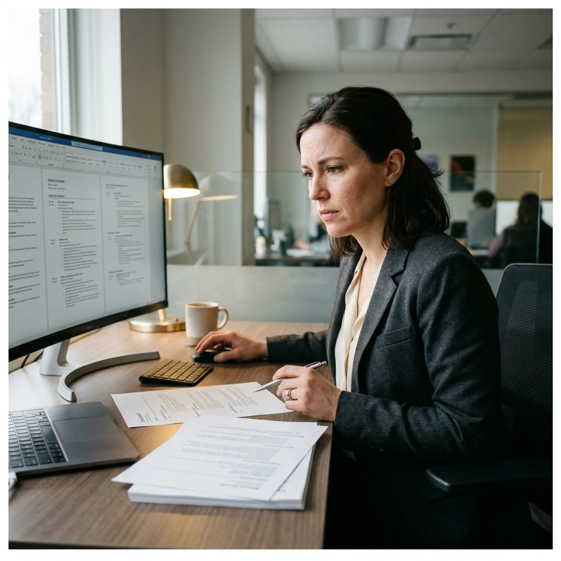 Technical recruiter reviewing prospective candidate technical qualifications and resumes