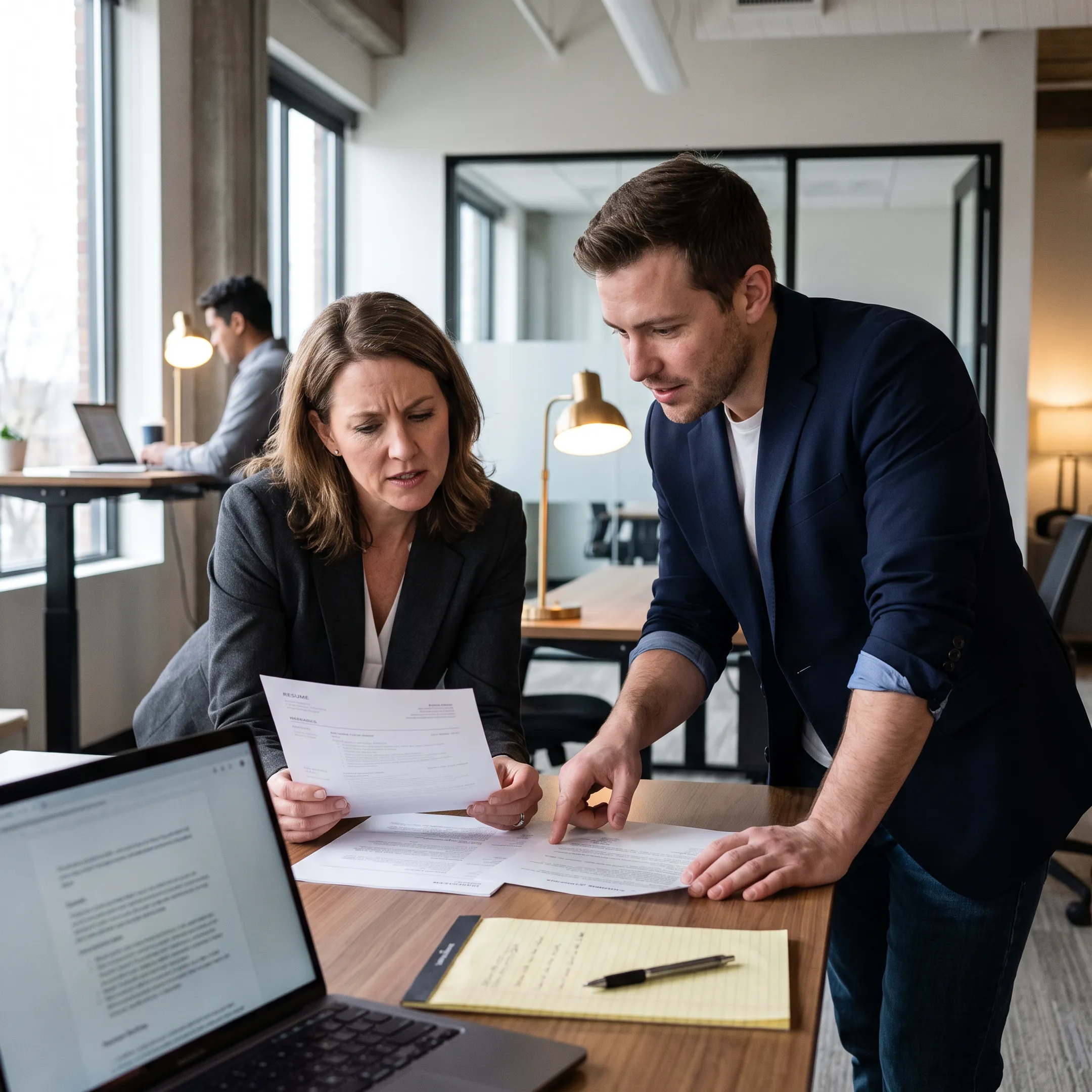 Technical recruitment specialists collaborating on candidate screening