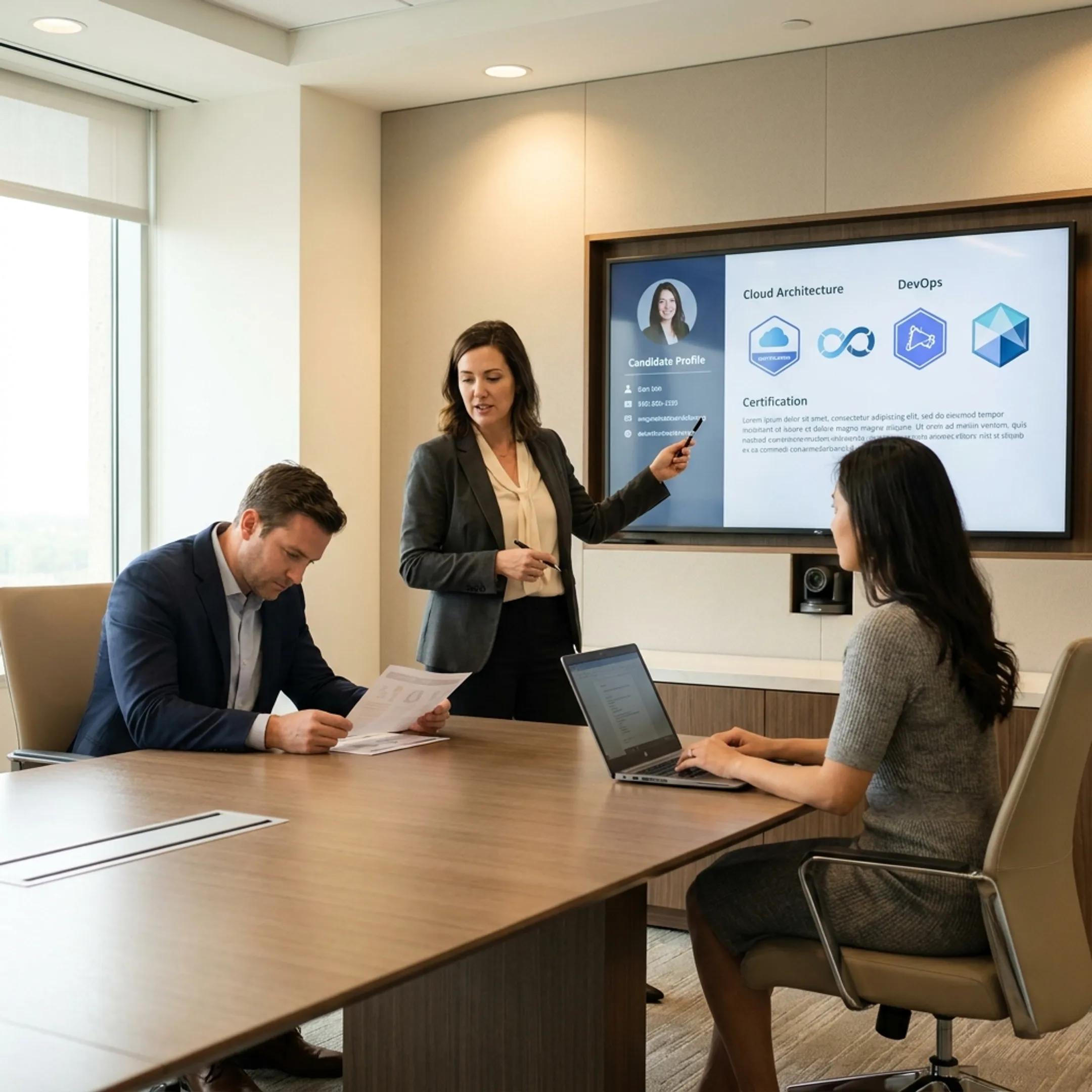 Technical recruiters evaluating candidate profiles for cloud infrastructure roles
