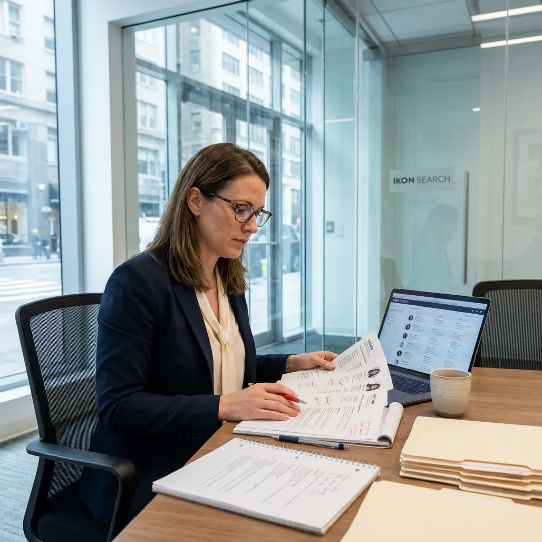 Recruiter reviewing personal assistant candidate profiles