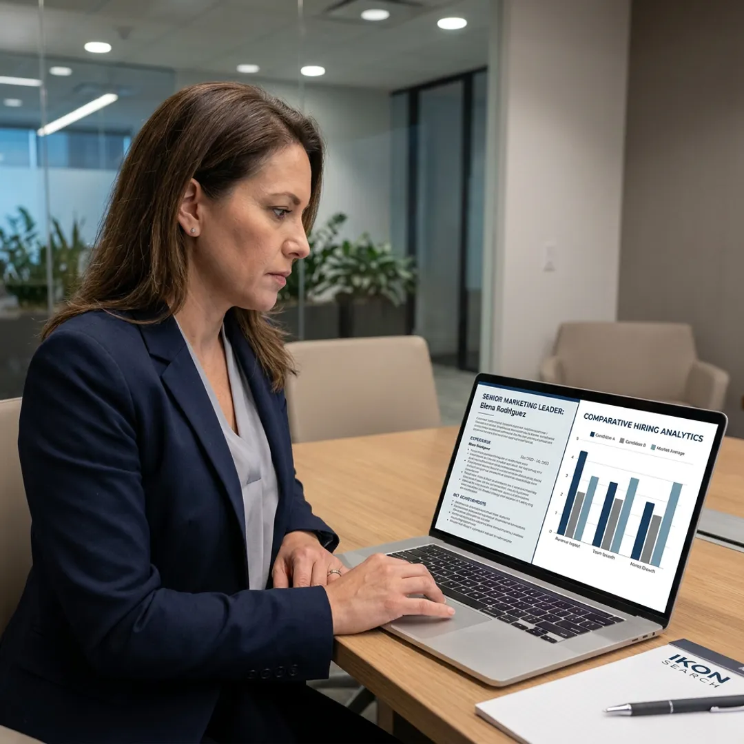 Recruiter reviewing marketing leadership candidates