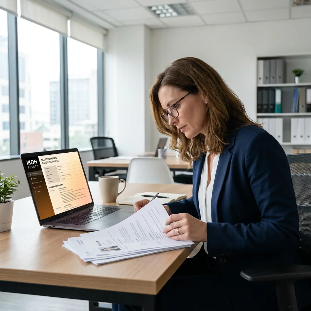 Recruiter reviewing household staffing candidates