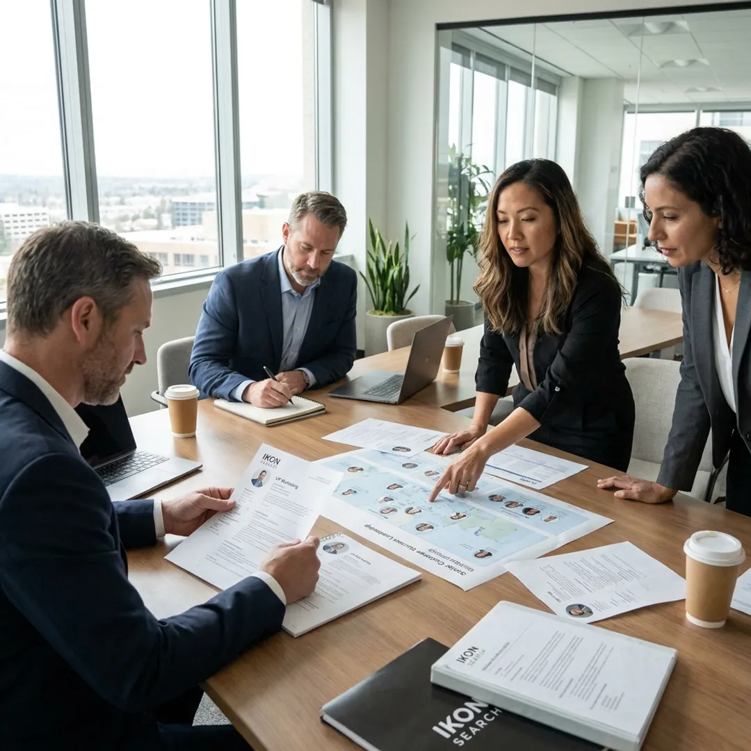 Recruiting team reviewing leadership candidate shortlist