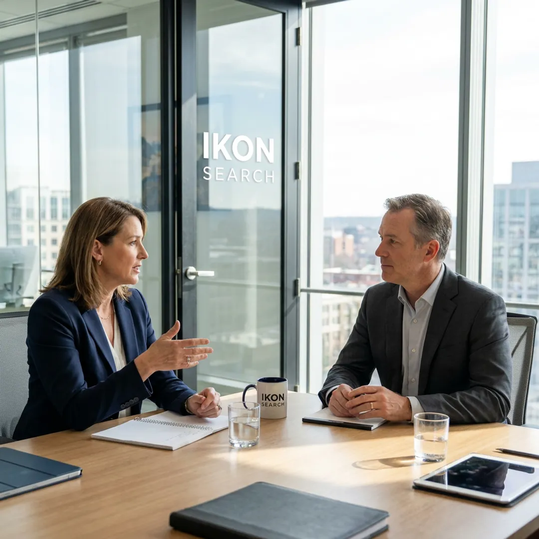Recruiter interviewing senior marketing leadership candidate