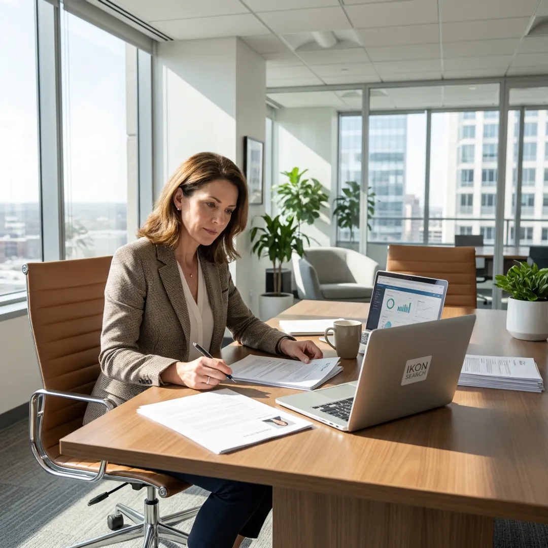 HR director reviewing recruitment profiles