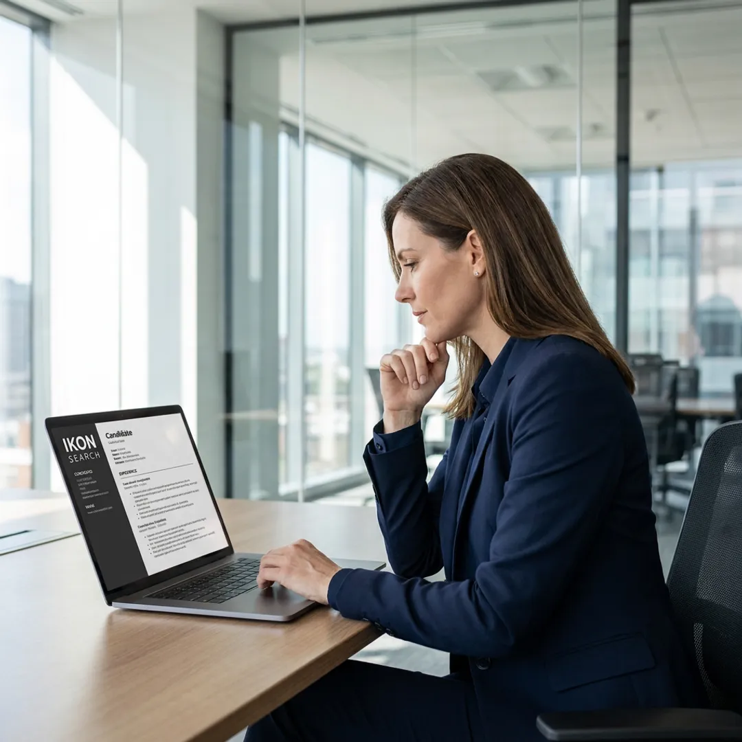 Recruiter reviewing short-term staffing candidates