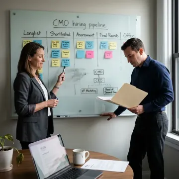 Executive marketing recruiter reviewing CMO candidates
