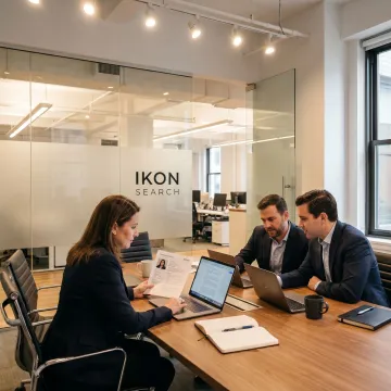 Recruiter reviewing candidate profiles with hiring team