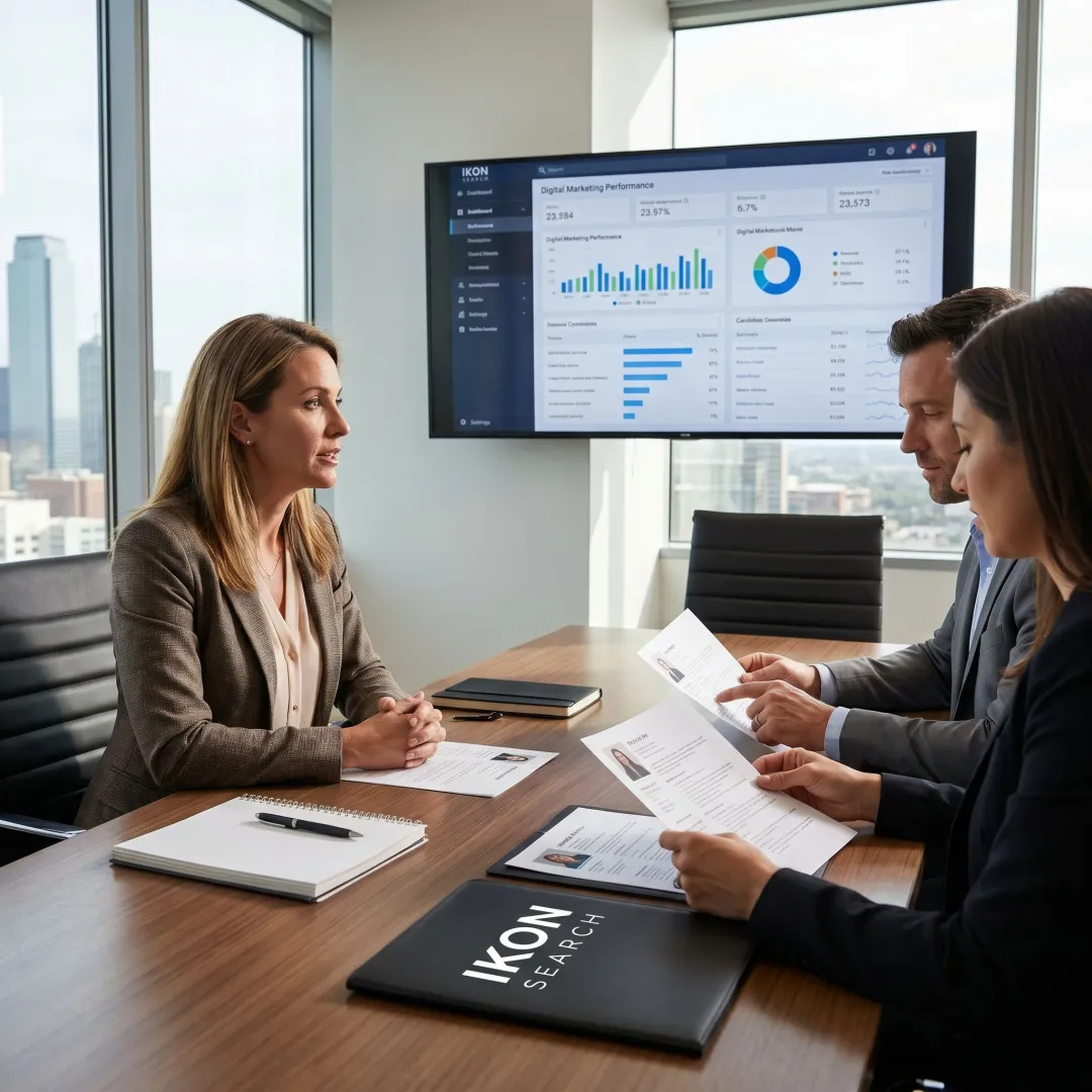 Dallas marketing recruiter consulting with hiring team