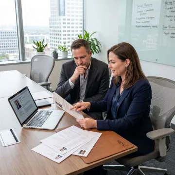 Contract recruiting consultant reviewing talent acquisition candidates