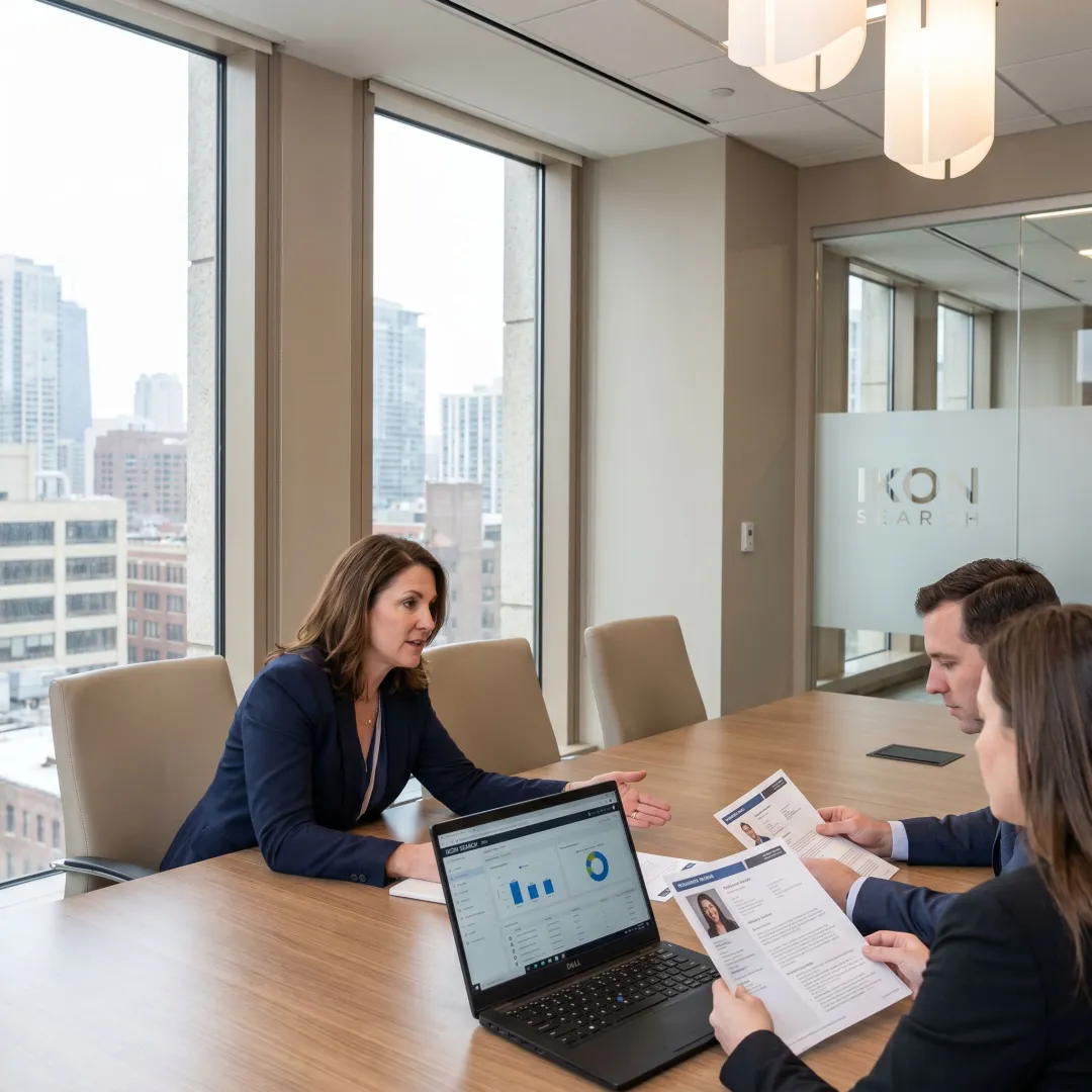 Marketing recruiter meeting with hiring team