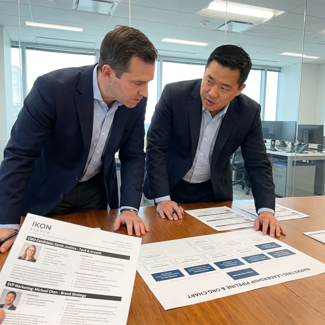 CMO executive search consultants reviewing candidate profiles