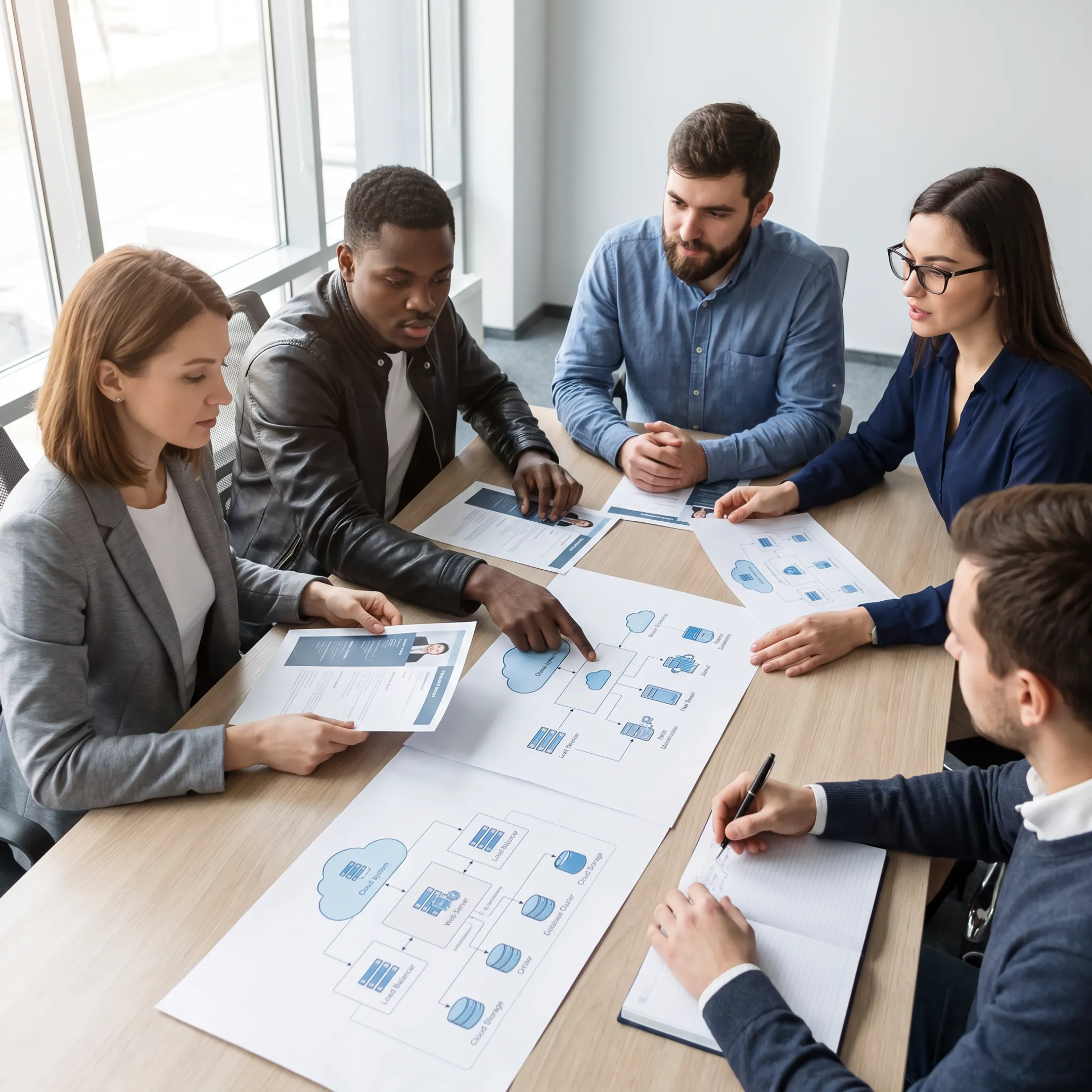 Technical recruitment consultation discussing cloud developer competencies and requirements