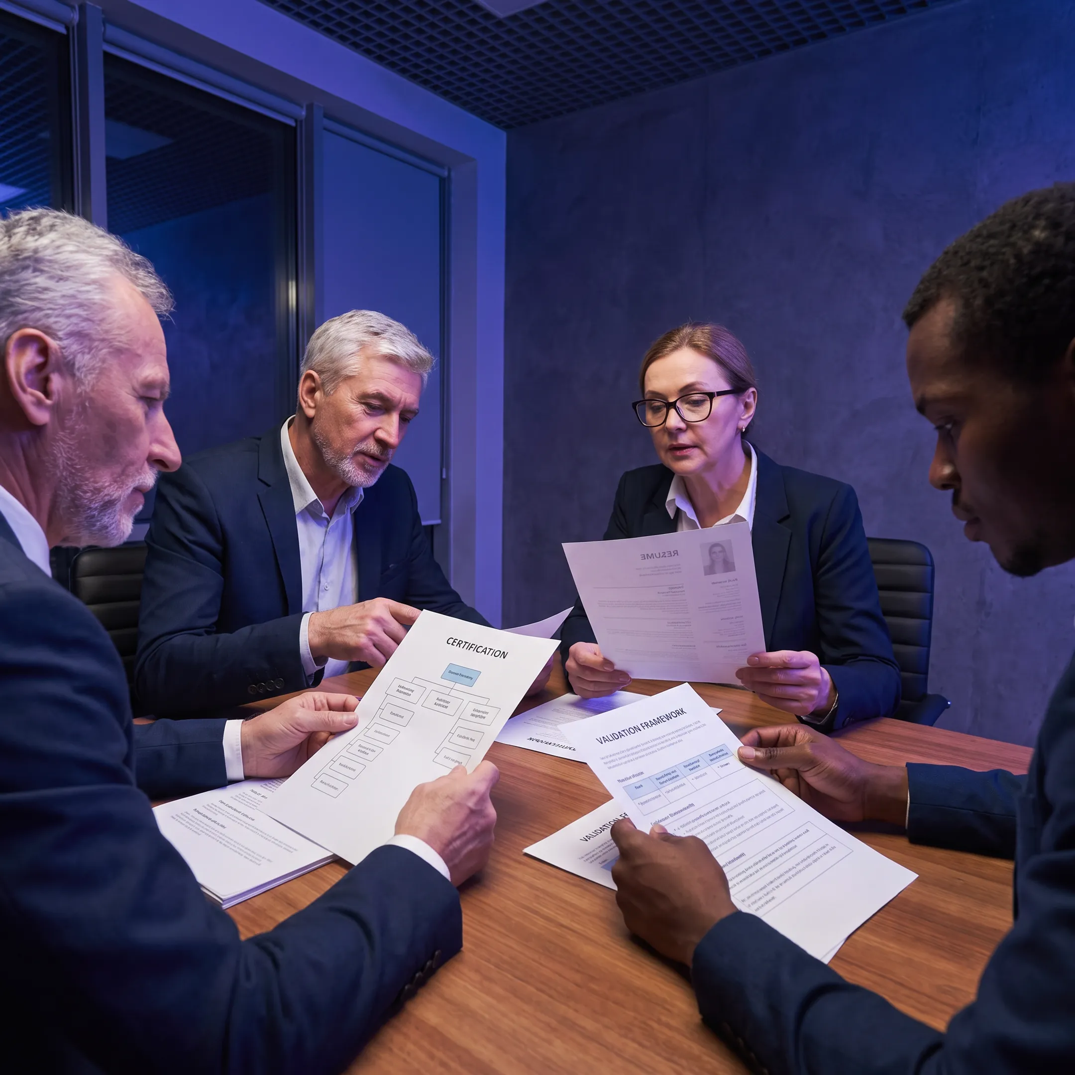 Executive recruitment process workflow for financial risk positions