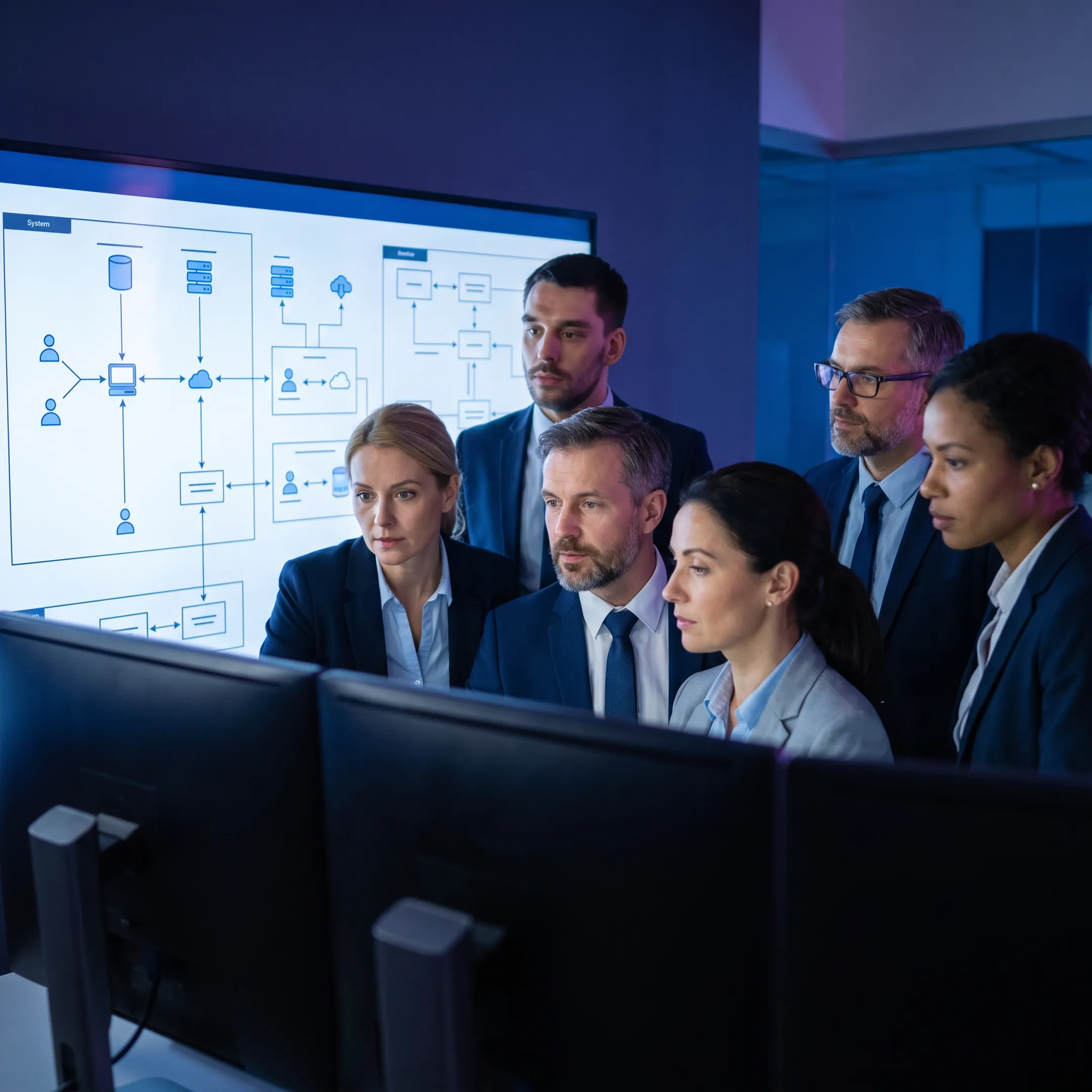 Enterprise IT recruitment specialists reviewing candidate technical qualifications