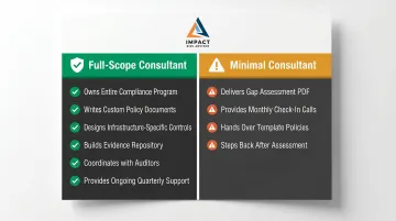 Full-scope versus minimal SOC 2 consultant deliverables side-by-side comparison