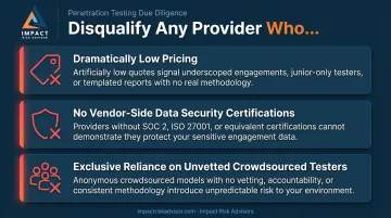 Three penetration testing provider red flags disqualifying criteria for SaaS companies