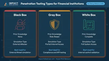 Black box white box and gray box penetration testing comparison chart for financial services