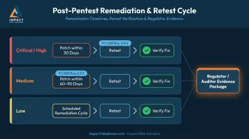 PCI DSS remediation timeline and retest cycle for critical high and lower severity findings