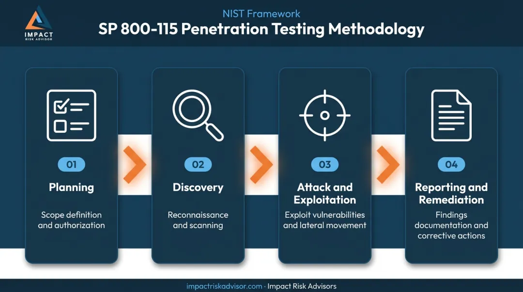 NIST SP 800-115 four-phase penetration testing methodology process flow diagram