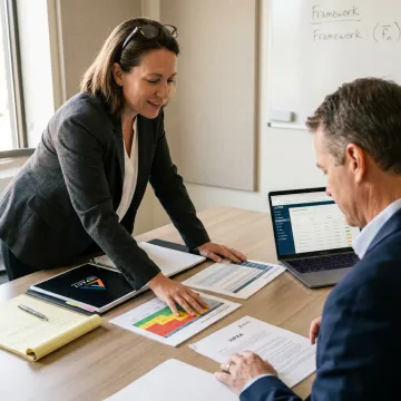 Security consultant reviewing compliance roadmap