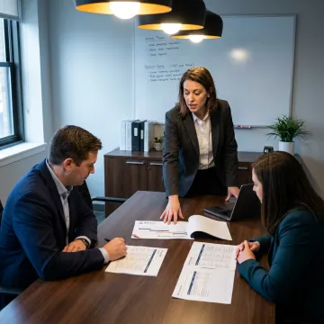 Consultant reviewing cybersecurity compliance strategy