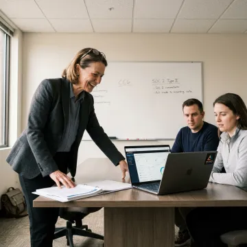 Consultant guiding SaaS company through SOC 2 readiness