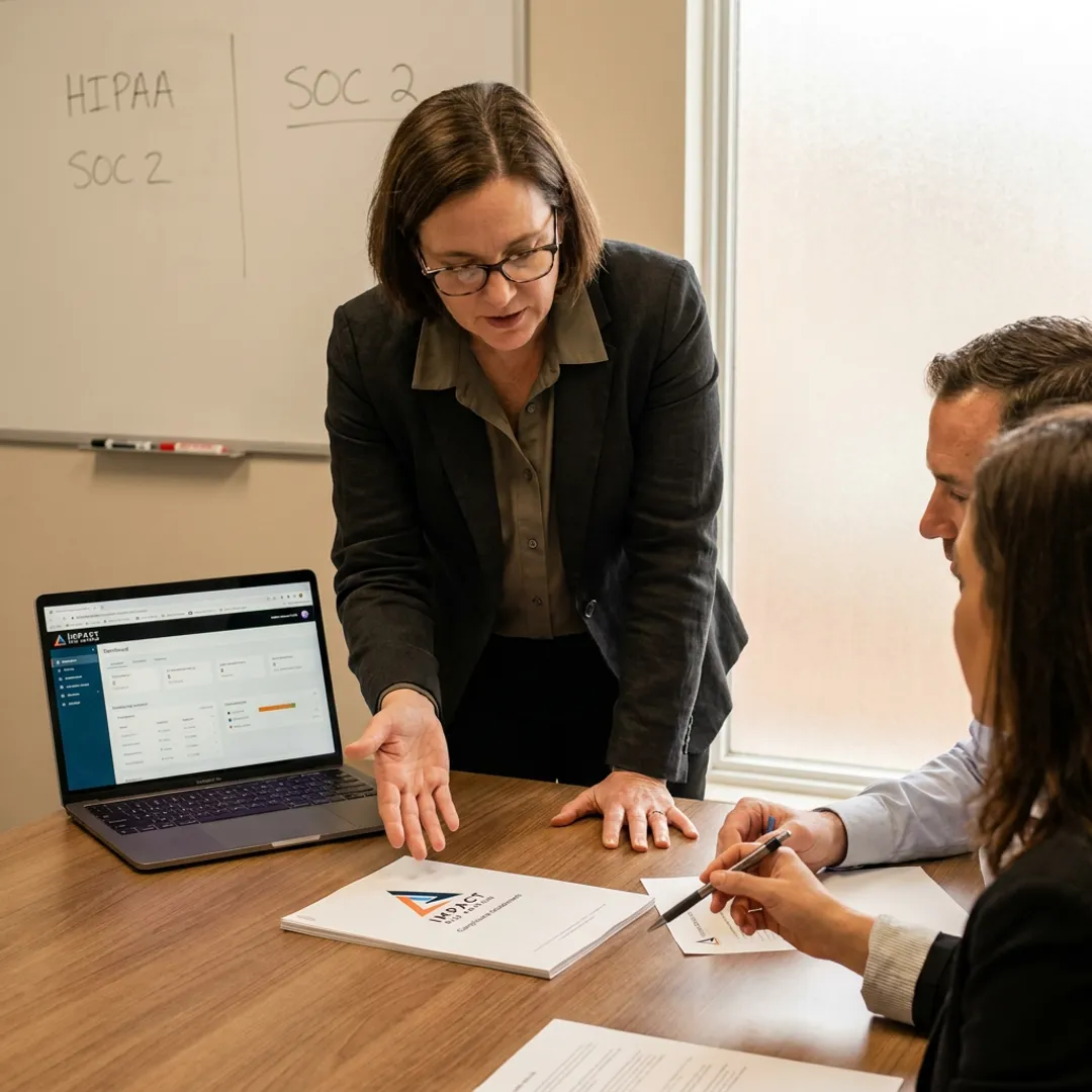 Consultant guiding healthcare audit readiness planning