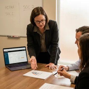 Consultant guiding healthcare audit readiness planning