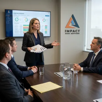 Security consultant presenting cyber risk strategy